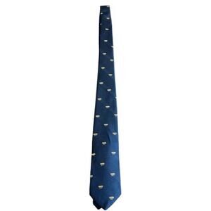 Britannia 1980 Navy Blue Silk Necktie Geometric Pattern Men's Tie